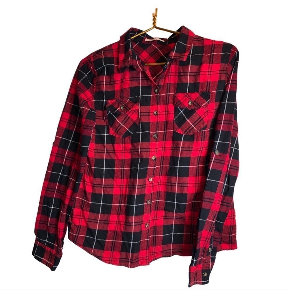 Used Kids Active USA Flannel Plaid Shirt